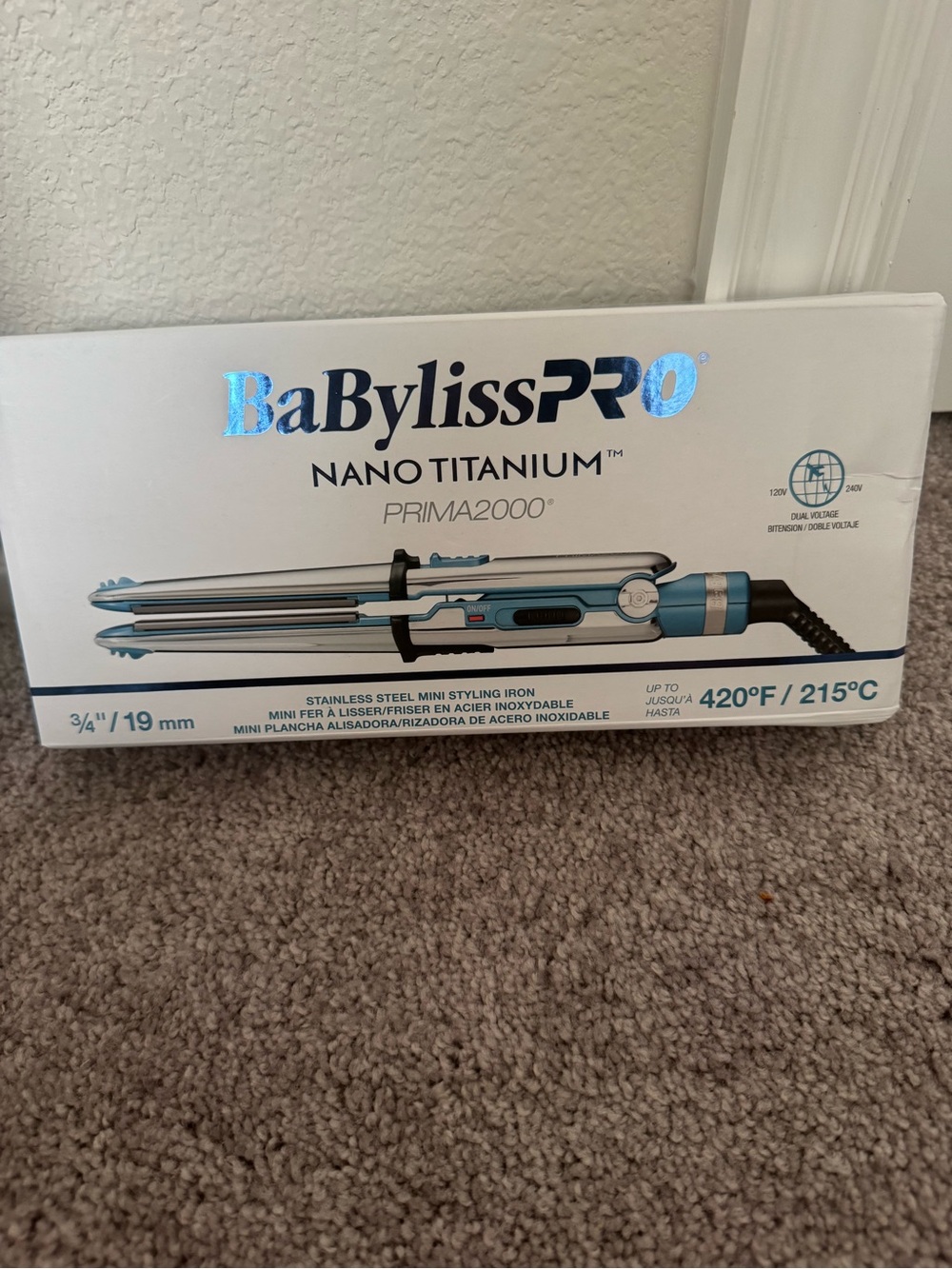 BaByliss Nano Titanium Mini Styling Iron - Blue and Silver